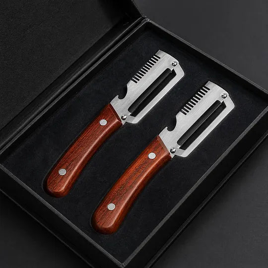 🌾 NUR HEUTE: 50 % RABATT ✨ 3-in-1-Gemüseschäler aus Edelstahl mit Holzgriff