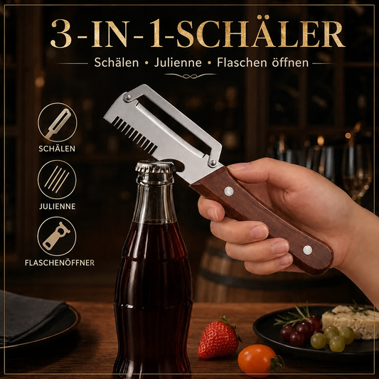 🌾 NUR HEUTE: 50 % RABATT ✨ 3-in-1-Gemüseschäler aus Edelstahl mit Holzgriff